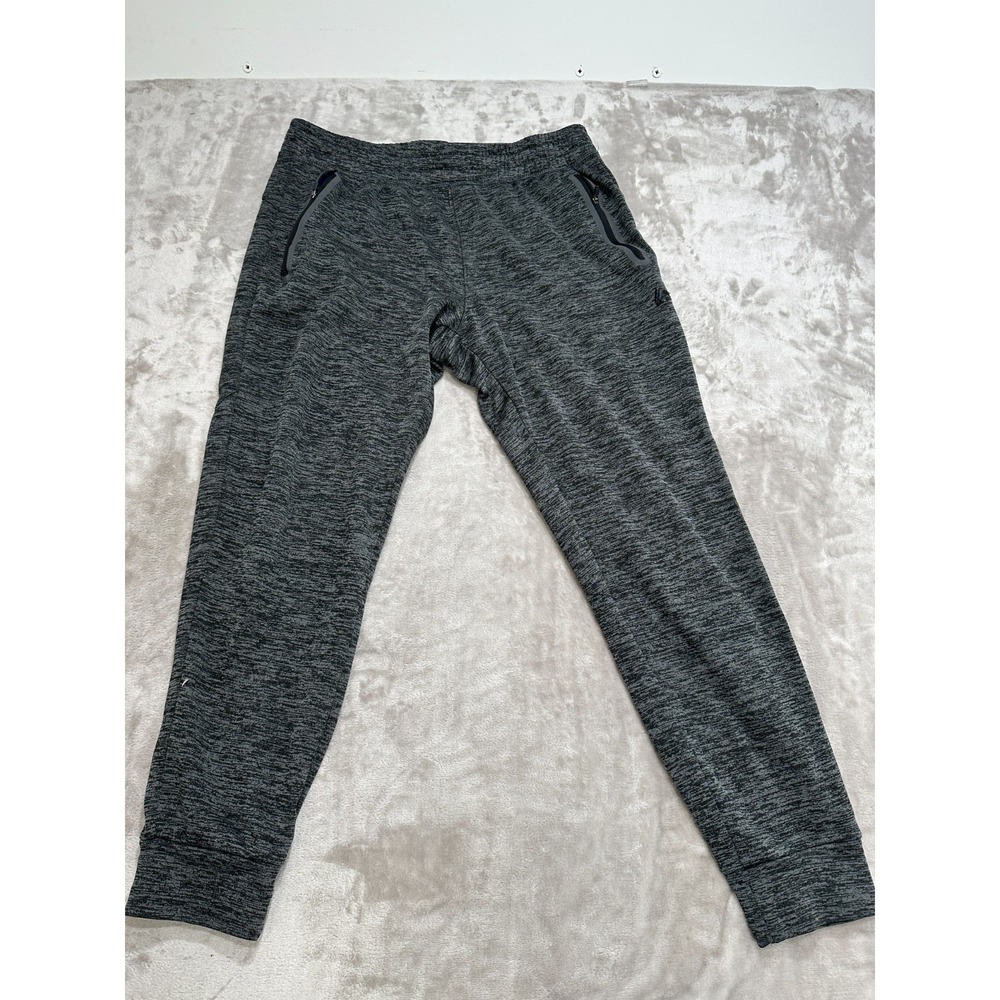 RBX Joggers Mens Size Large Black Gray Heathered Zippered Pockets No Drawstring